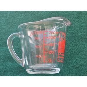 Vintage Anchor Hocking Measuring 1 cup -Glass/Red Markings